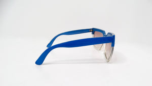 1980s Blue & Clear Oversized Geometric Tinted Sunglasses