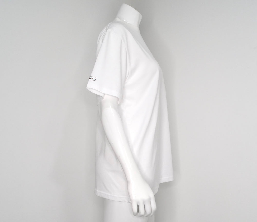 Chanel White Cotton Interlocking CC Embroidered Logo Uniform T-Shirt