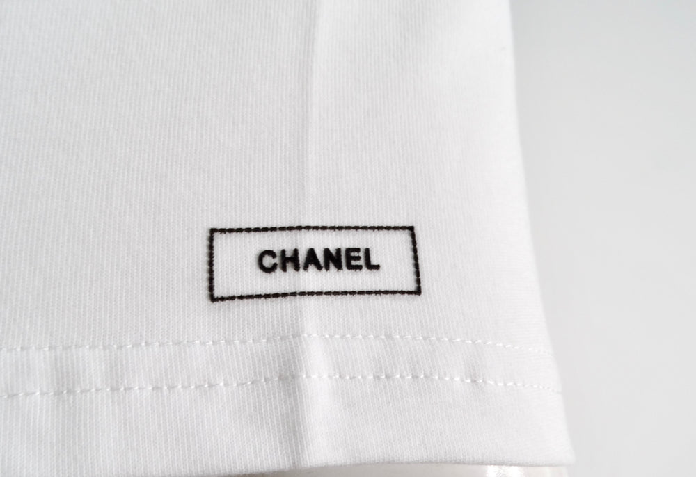 Chanel White Cotton Interlocking CC Embroidered Logo Uniform T-Shirt