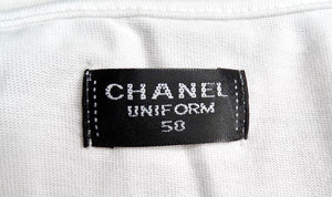 Chanel White Cotton Interlocking CC Embroidered Logo Uniform T-Shirt