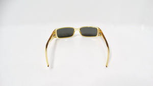 1990s Christian Dior Clear Yellow Rectangular Tinted Sunglasses With Rhinestones