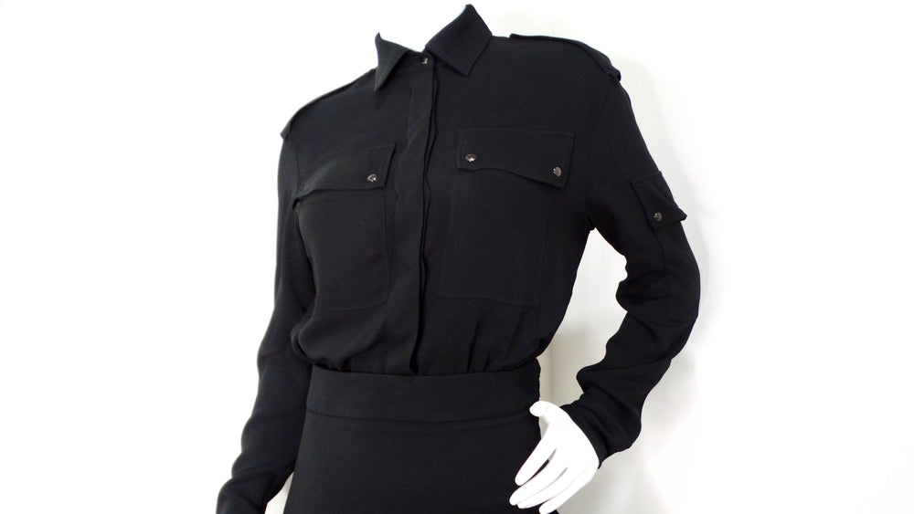 Tom Ford Black Crepe Long-sleeve Blouson Shirtdress