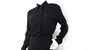Tom Ford Black Crepe Long-sleeve Blouson Shirtdress