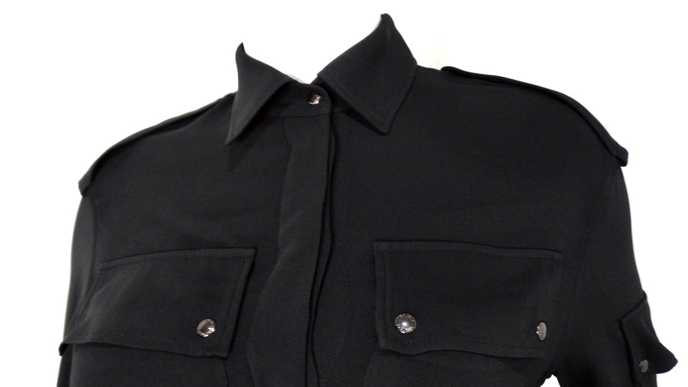 Tom Ford Black Crepe Long-sleeve Blouson Shirtdress