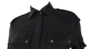 Tom Ford Black Crepe Long-sleeve Blouson Shirtdress