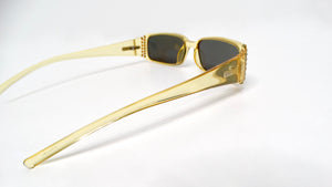 1990s Christian Dior Clear Yellow Rectangular Tinted Sunglasses With Rhinestones