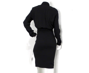 Tom Ford Black Crepe Long-sleeve Blouson Shirtdress
