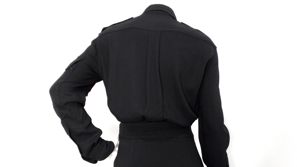 Tom Ford Black Crepe Long-sleeve Blouson Shirtdress