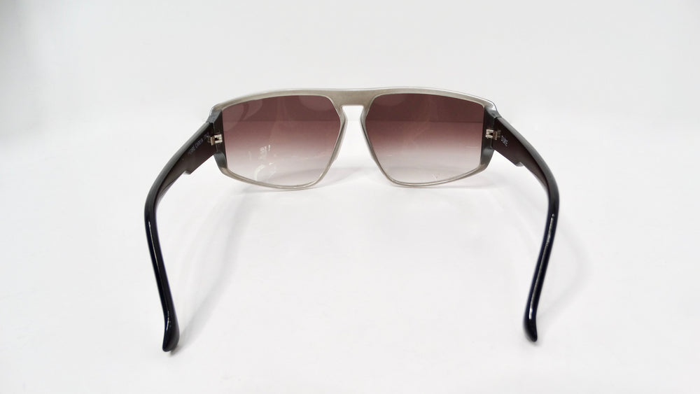 1980s Pierre Cardin Grey & Black Frame Gradient Lens Aviator Sunglasses