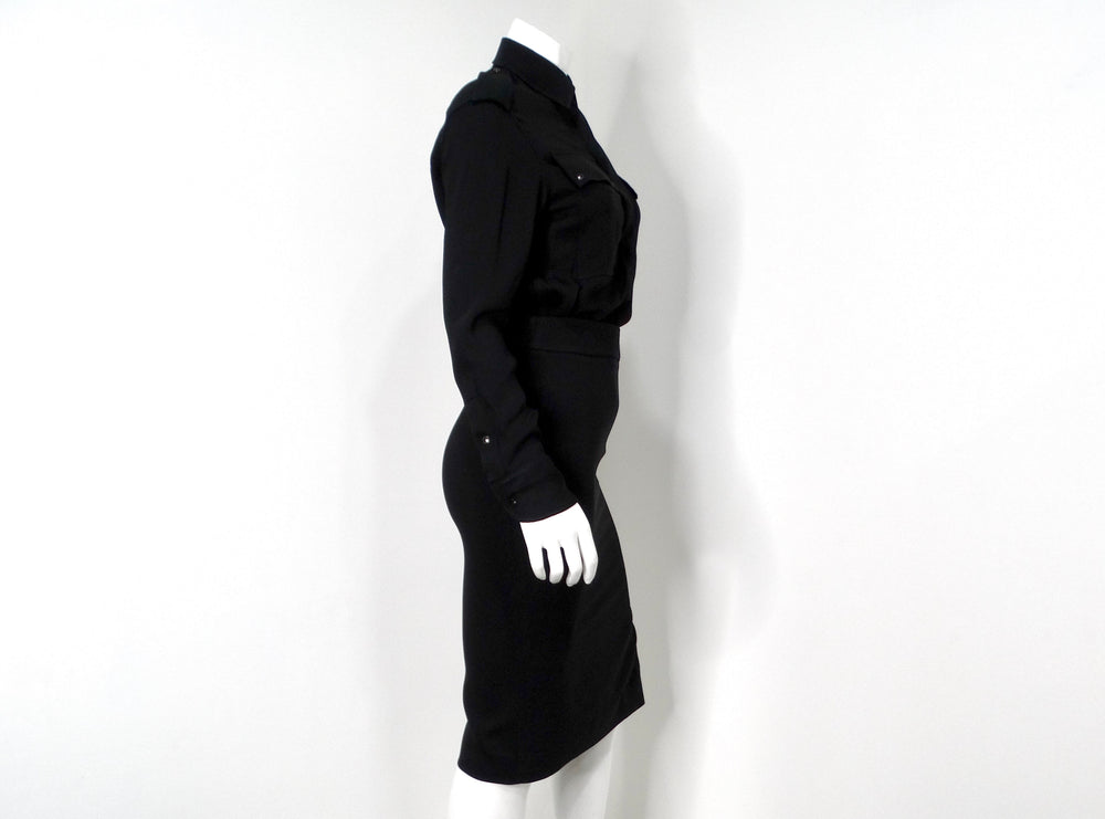 Tom Ford Black Crepe Long-sleeve Blouson Shirtdress