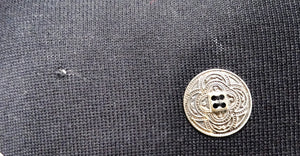 Italian Black Wool Long-Sleeve Dress With Silver-Tone Medallion Buttons