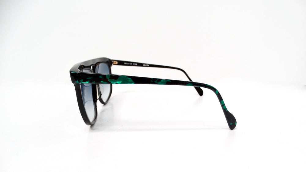 1980s Retro Black & Green Marble Style Blue Tinted Sunglasses