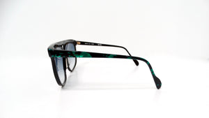 1980s Retro Black & Green Marble Style Blue Tinted Sunglasses