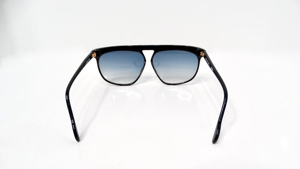 1980s Retro Black & Green Marble Style Blue Tinted Sunglasses