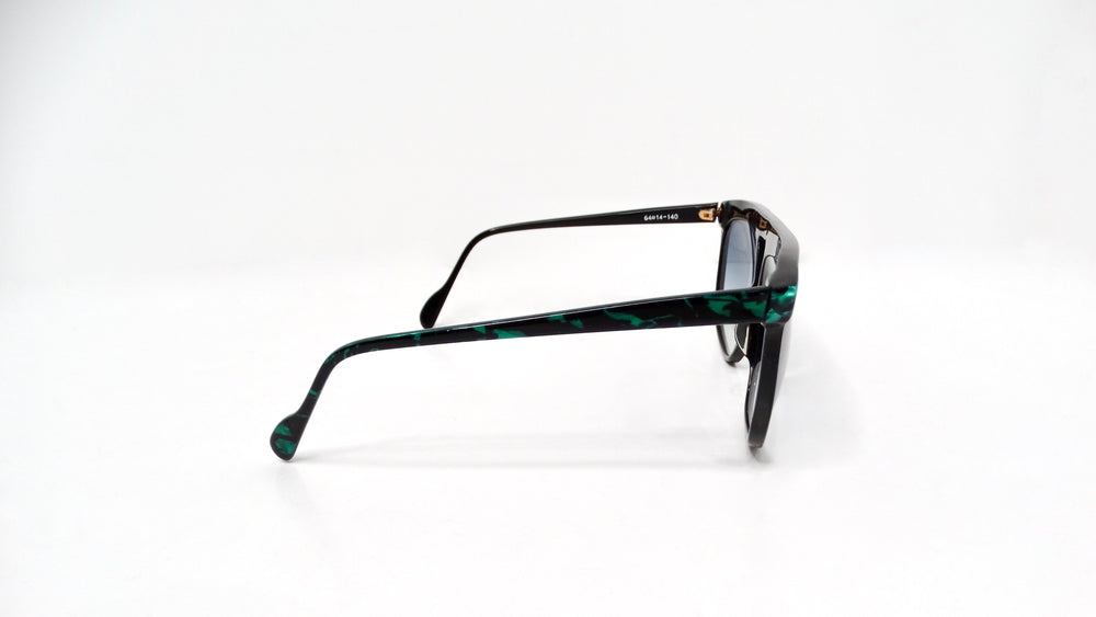 1980s Retro Black & Green Marble Style Blue Tinted Sunglasses