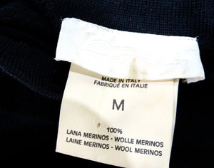 Italian Black Wool Long-Sleeve Dress With Silver-Tone Medallion Buttons