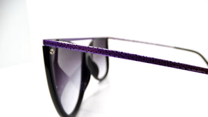 1980s Sanford Hutton Purple & Black Leopard Print Metal Frame Sunglasses