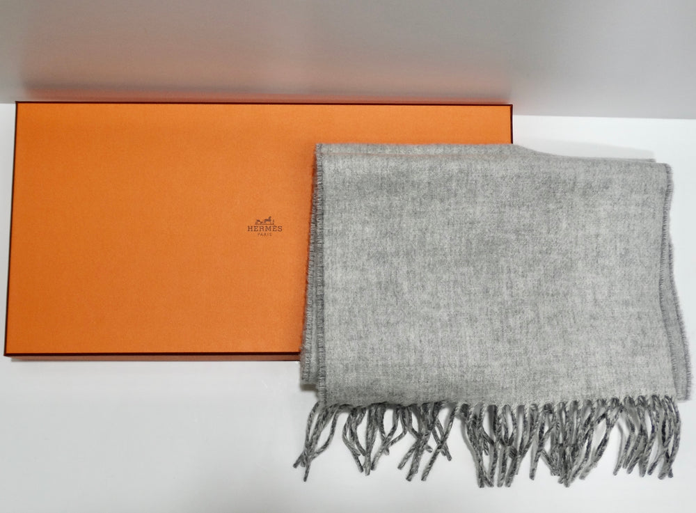Hermes Two Tone Grey Cashmere Scarf
