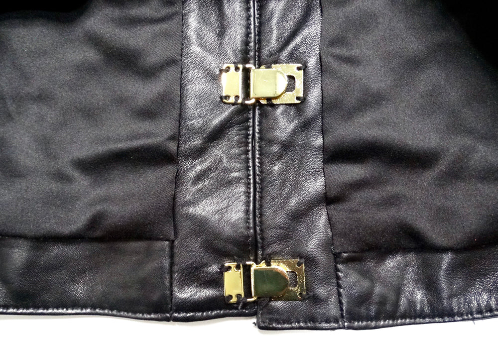 Alice + Olivia Black Lambskin Leather Rockstud & Grommet Embellished Jacket