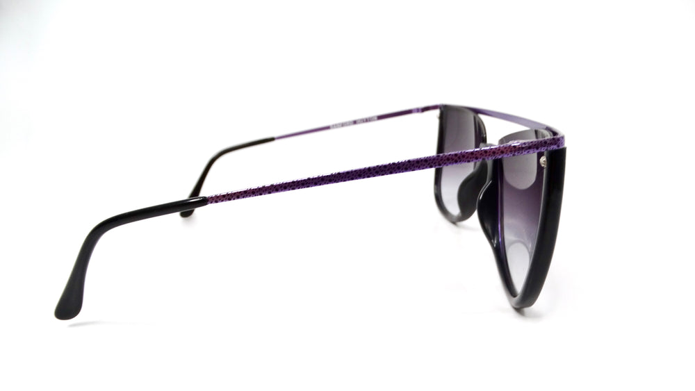 1980s Sanford Hutton Purple & Black Leopard Print Metal Frame Sunglasses