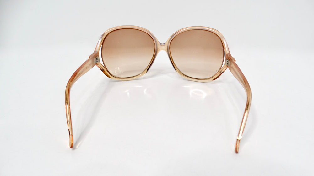 1970s Paola Belle Orange Clear Oversized Round Sunglasses