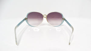 1980s Papillon Light Blue Tinted Purple Lens Oversized Round Sunglasses