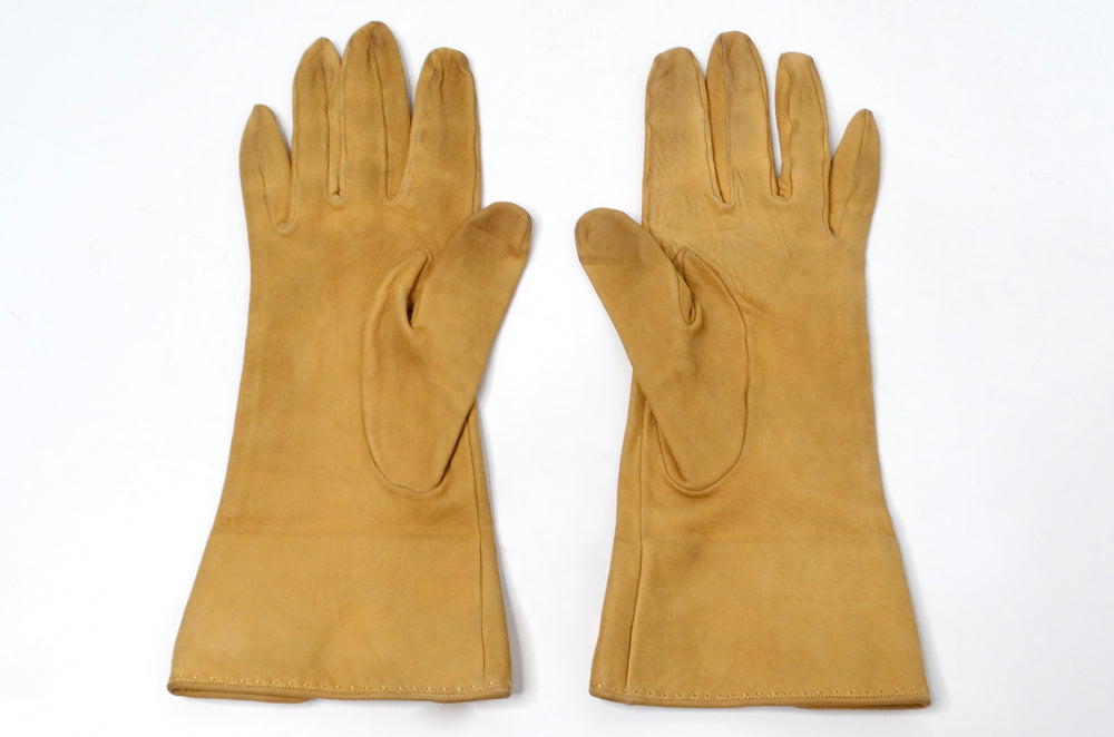 Hermes Tan Suede Leather Rockstud Gloves circa 1990s