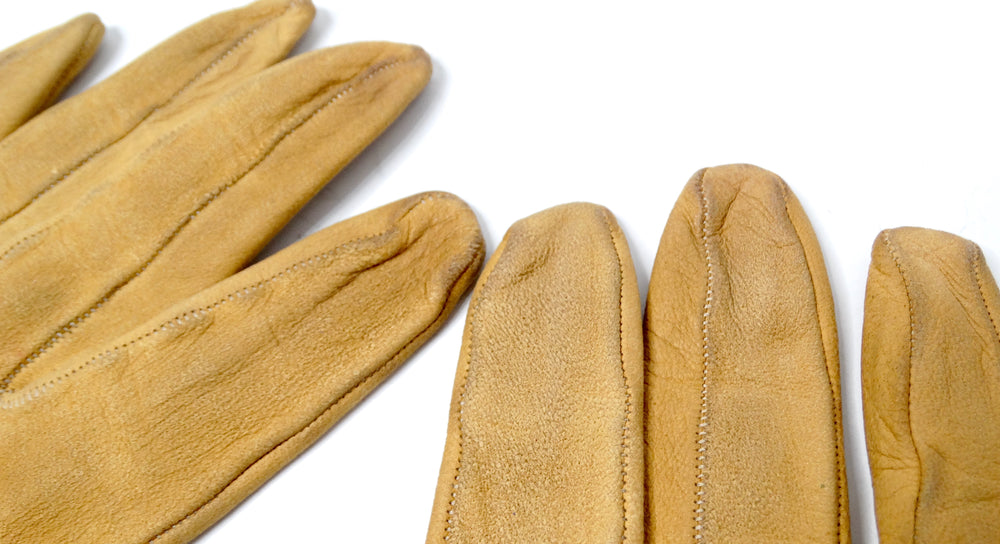 Hermes Tan Suede Leather Rockstud Gloves circa 1990s