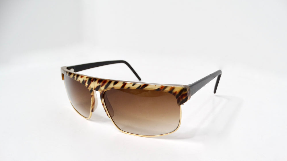 1970s Blonde Tortoise Style Gold-Tone Metal Frame Sunglasses