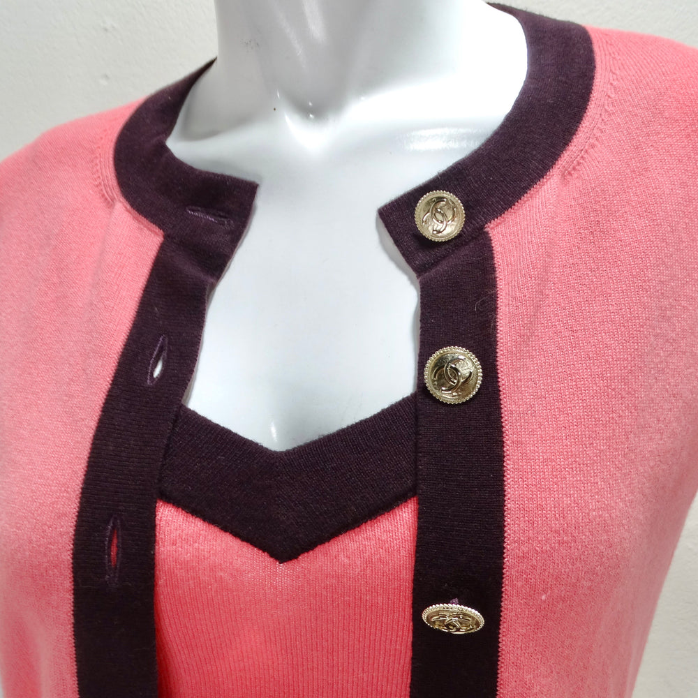 Vintage by Misty Chanel 2020 Pink Cashmere Cardigan and Tank Set