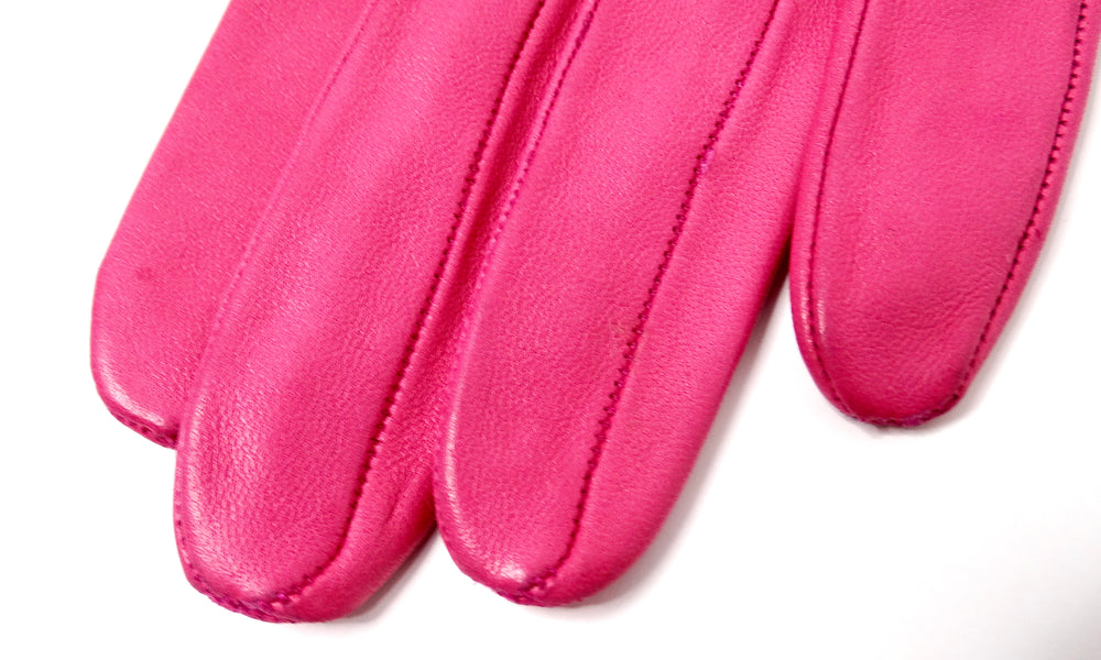 Christian Lacroix Pink & Red Embroidered Leather Studded Gloves circa 1990s