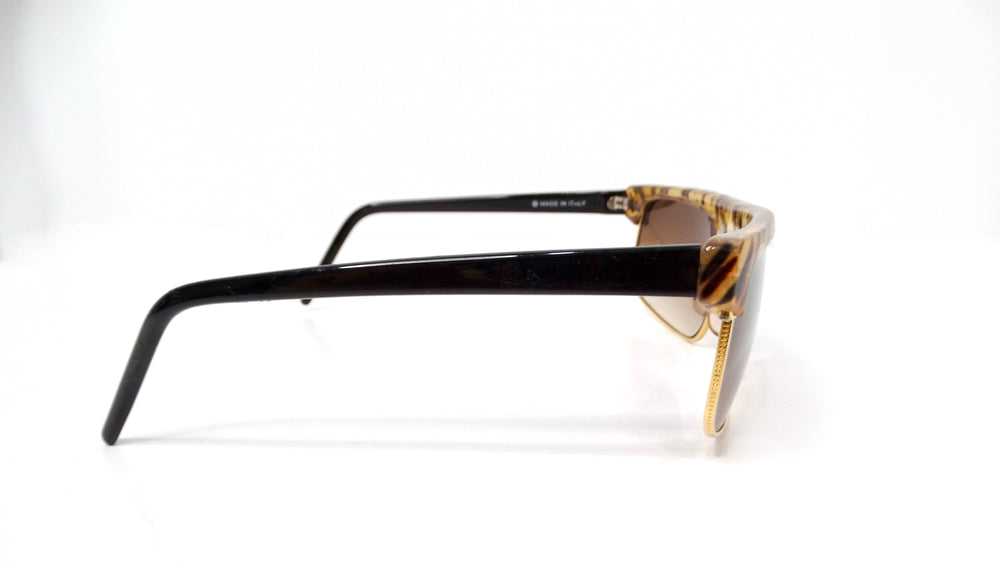 1970s Blonde Tortoise Style Gold-Tone Metal Frame Sunglasses