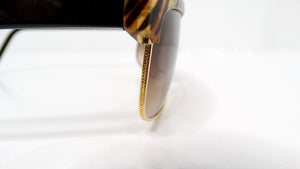 1970s Blonde Tortoise Style Gold-Tone Metal Frame Sunglasses