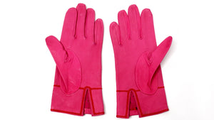 Christian Lacroix Pink & Red Embroidered Leather Studded Gloves circa 1990s