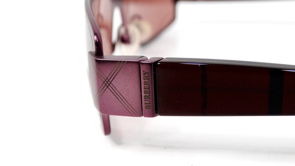 1990s Burberry Purple Check Rectangular Frame Tinted Sunglasses