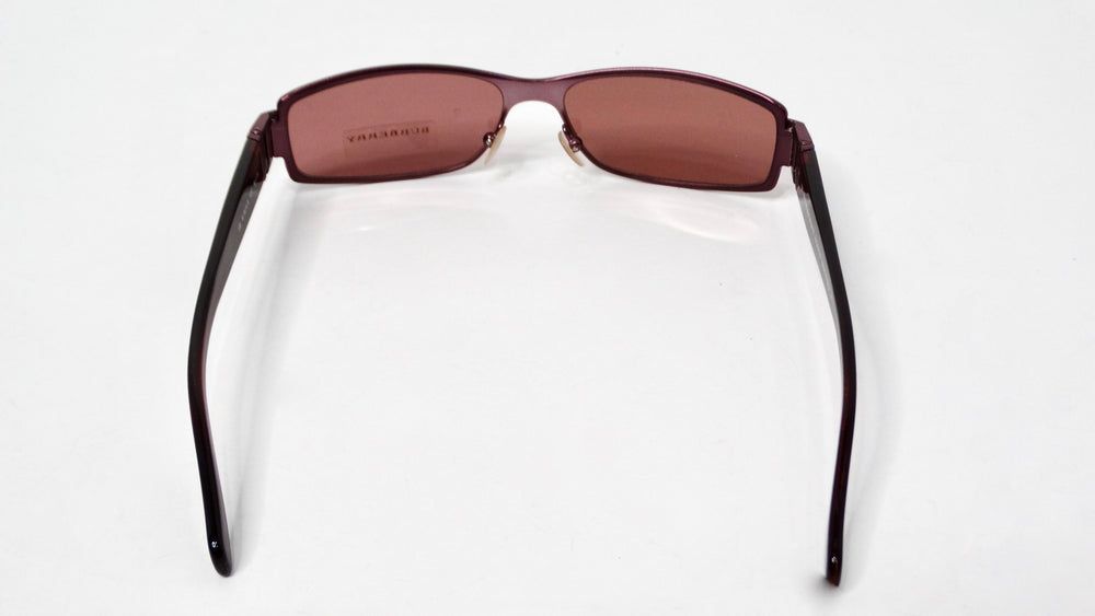1990s Burberry Purple Check Rectangular Frame Tinted Sunglasses