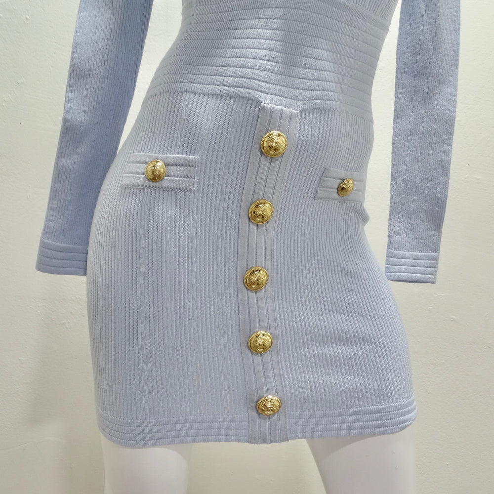 Balmain Baby Blue Rib Knit Mini Dress Vintage by Misty Balmain Baby Blue Rib Knit Mini Dress Vintage by Misty