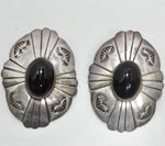 1970s Sterling Silver Onyx Statement Earrings