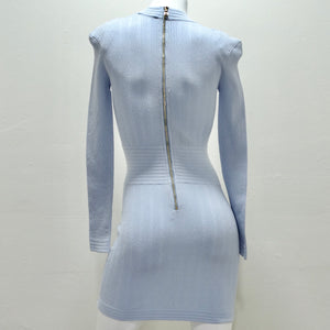 Balmain Baby Blue Rib Knit Mini Dress Vintage by Misty Balmain Baby Blue Rib Knit Mini Dress Vintage by Misty