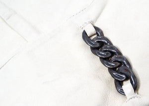 Maison Margiela Off White Long Leather Glove With Chain Detail