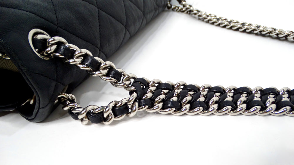 2015 Chanel Black Maxi Chain Around Quilted Washed Lambskin Flap-Bag