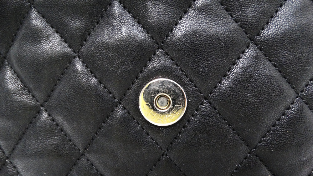 2015 Chanel Black Maxi Chain Around Quilted Washed Lambskin Flap-Bag