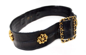 Chanel Black Lambskin Victoire De Castellane Gold-Tone Waist Belt circa 1980s