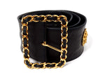 Chanel Black Lambskin Victoire De Castellane Gold-Tone Waist Belt circa 1980s