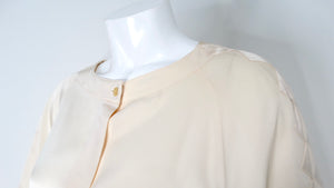 Chanel Silk Baby Pink Button-Up Blouse With Geometric Detailing circa 1980s