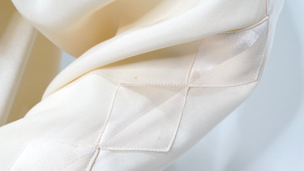 Chanel Silk Baby Pink Button-Up Blouse With Geometric Detailing circa 1980s
