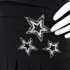 Bernard Perris 1980s Asymmetric Star Embroidered Dress