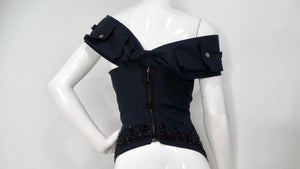 Circa 2003 John Galliano for Christian Dior Boutique Black Beaded Corset Top