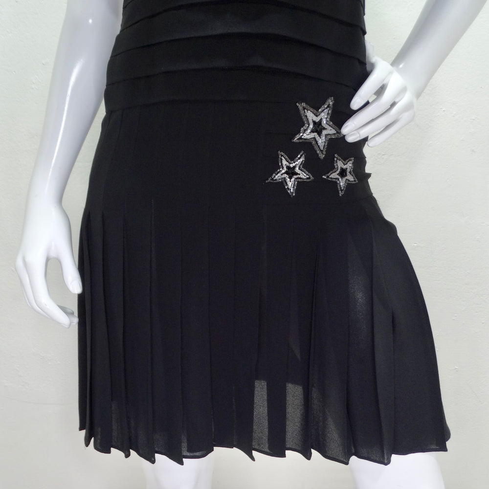 Bernard Perris 1980s Asymmetric Star Embroidered Dress