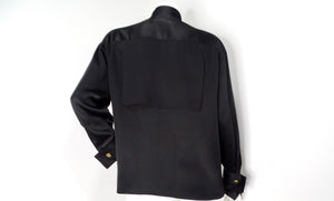 Karl Lagerfeld Black Silk Button-Up Cufflink Blouse circa 1980s